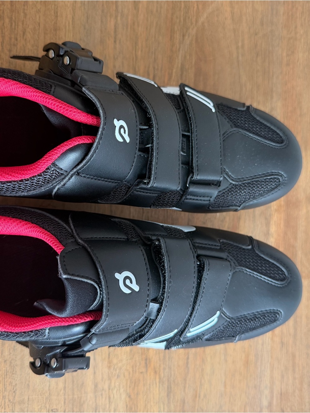 Peloton Black Cycling Shoes with Pink Lining
